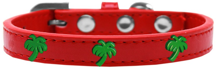 Green Palm Tree Widget Dog Collar Red Size 16